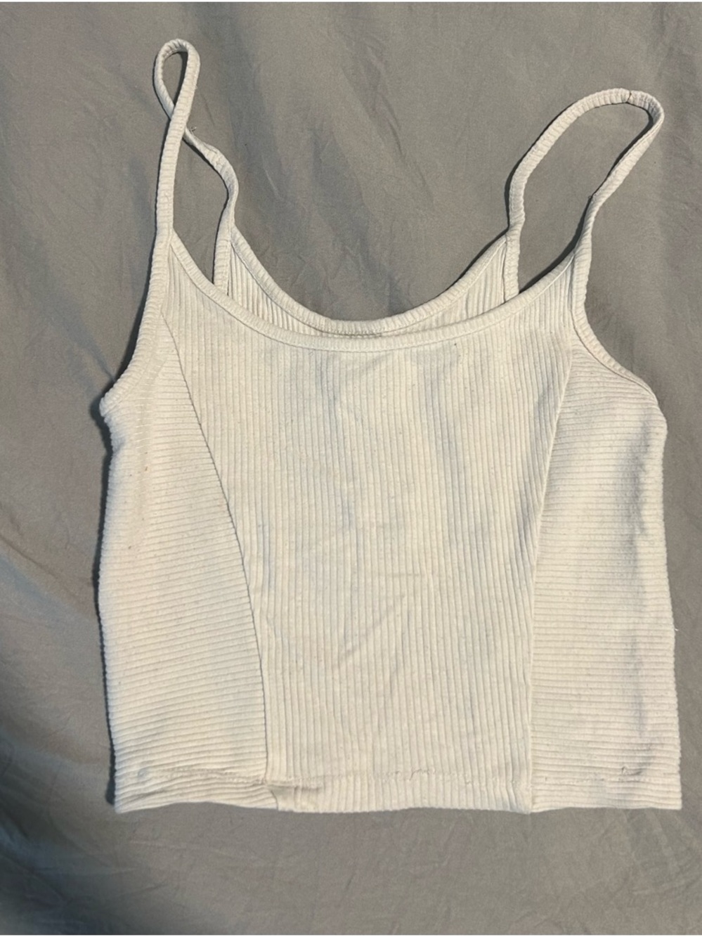 Urban Outfitters Women's White Ribbed Crop Cami Top